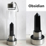 Looduslikust kristallist tervendav veepudel 550 ml 304 SS kaanega fluoriidist kvartsist kivikepp energiaklaasist pudeli veetass Obsidian