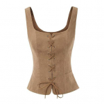 Lady Vest pitsrihm Renaissance Vinatge Square Kael Varrukateta Keskaegne Slim Fit &uuml;hev&auml;rviline Halloween Cosplay Performance Top L pruun