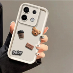 Armas 3D Bear Coffee Milk Candy vedel telefoni&uuml;mbris Xiaomi Redmi Note 13 Pro 12 12s 11 11s 10 9 12C 13C 10C K70 K60 K50 Ultra K70E K60E multifilmile Xiaomi Mi 12 valge