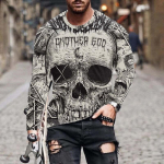 Uued 3D inimskeleti prindiga meeste t-s&auml;rgid pikkade varrukatega t-s&auml;rgid, &uuml;mmargused kaelused, vabaaja pulloverid meeste suures suuruses riided XS tumesinine v&auml;rv