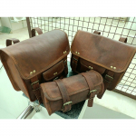 Ehtne vintage kitsenahast COMBO mootorratta 3 sadulakott Panniers esikahvel pruun