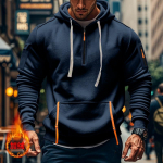 S&uuml;gistalvine meeste vabaaja mitme lukuga varruka taskuga hoodie pullover pluss fliisist meeste kapuuts S tumesinine