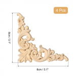 4 tk Puidust Nikerdustega Uste Kappide Puidust Aplikaatsioonid Onlaidid Figuur K&auml;sit&ouml;&ouml; Kodu Dekoratsioon V&auml;rvimata Nurgad Nikerdatud Kleebised Seina Dekoratsioon