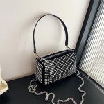 Rhinestone'i luksuslik &otilde;htukott naiste silindrilise teemandiga ristkehaga kott peokott, moodne k&auml;ekott, disainiga &otilde;lakott naistele 18*9*12cm valge