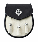 Nahast sporaan vasikanahast traditsioonilise &scaron;oti ohaka embleemiga rahakott kiltide jaoks One kreemikas