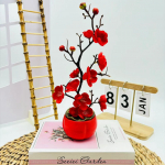 Talvemagus hurma bonsai: Hiina stiilis kunstlillede kodukaunistus 29x12 cm s&auml;rav punane v&auml;rv