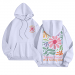 Naiste mood vabaaja pikkade varrukatega, tr&uuml;kitud &uuml;mmarguse kaelusega kapuutsiga taskutega s&auml;rk L