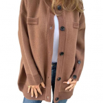 Naiste talvine jope &Uuml;herealine keskmise pikkusega paks &uuml;hev&auml;rviline &uuml;ler&otilde;ivas pikkade varrukatega pluss suuruses &uuml;mara kaelusega kardigan igap&auml;evaseks kandmiseks L must