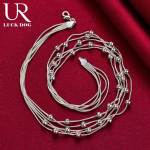 925 h&otilde;bedane mitme ussiga kett, sileda helmega kaelakee Moodsad pulmaehted 45CM