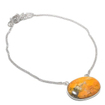 Bumble Bee Jasper Gemstone Handmade 925 Sterling Silver Necklace 18 w3v55