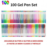 &Uuml;limalt peen geelpliiats teemantotsa ja geelit&auml;idisega, v&auml;rvipliiats, parem meisterdamiseks, vigurkiri, maalimine, v&auml;rvimine, s&auml;ra, neoon, pastell, metallik 100 gel pen set