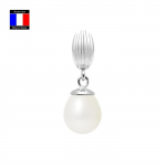 Compagnie G&eacute;n&eacute;rale des Perles - Pendentif - V&eacute;ritable Perle de Culture Poire 9-10 mm - Or Blanc 18 Carats - Bijou Femme
