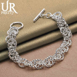 925 h&otilde;bedane &uuml;mmargune kootud kett OT pandlaga k&auml;ev&otilde;ru Moodsad pulmaehted 20CM