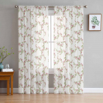 Rural Retro Rose Lilled L&auml;bipaistvad kardinad lastele Magamistoa Elutoa Voile Aknakardinad T&uuml;llkardinad W135 x H114cm