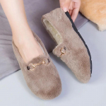 2024 Talve Naiste Mustad Baleriinad Soojad Karusnahast Mokassiinid Vabaaja Kummist Kingad Naiste Jalatsid Loaferid Naiste Sissek&auml;idavad Kingad T&ecirc;nis 35 beež