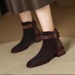 Naiste talvised Chelsea saapad 2024. aasta Korea mood kandilise ninaga naiste k&otilde;rge kontsaga kingad, universaalsed poolsaapad, retro kontorikingad 35 pruun