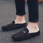 Moodsad suvised slip-on poolkingad meestele, v&auml;litingimustesse, nahast sussid, vabaaja, hingavad, golfi, mugavad loaferid, mokassiinid, meeste lamekingad 10 must