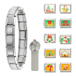 Vintage Itaalia v&otilde;lu k&auml;ev&otilde;ru ripatsite komplekt &Scaron;ikk roostevabast terasest modulaarne ripats-amuletid oman&auml;olise k&auml;ev&otilde;ru meisterdamiseks D