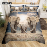 Atmosf&auml;&auml;r Roheline Muru Elevandi Tekikott Voodipesukomplekt Mikrokiud Safariloomad Tekikate &Uuml;hene Kahene Magamistoa Dekoor EU single(135x200cm) gray