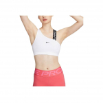 Nike Pro Swoosh As&uuml;mmeetriline T&auml;hekujuline Logo Prindiga Keskmise Toega Kiiresti Kuivav Polsterdatud Treeningu Spordirinnahoidja Naiste Spordirinnahoidja Valge FV6527-100 L
