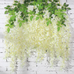 24 tk Wisteria rippuvad lilled kunstlillede vanik pulmade kaunistamiseks 3,7 jalga lilleviinapuu siidililled lilled pulmakaarepidu &otilde;ues kodu One Size helelilla v&auml;rv