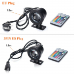 Veekindel RGB akvaariumivalgusti LED prožektor v&auml;litingimustesse aeda, purskkaevule, ujumisbasseini tiigile, USA / EL pistik 10W&EU Plug must