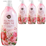 Shower Mate Pink Flower Perfume Body Wash Rose & Cherry Blossom Fragrance, 900ml, 4 units pink