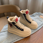 Talvised turske platvormiga lumesaapad naistele Kunstkarusnahaga voodriga l&uuml;hikesed papusid, pitsiga jalutustossud Naiste PU-nahast libisemiskindlad soojad poolsaapad 35