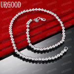 925 h&otilde;bedast 6 mm siledate helmestega palliga kaelakee, moodne v&otilde;lu pulmaehted 45CM