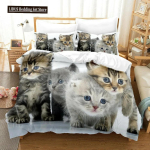 Kassidega tekikott Komplekt &Uuml;heinimesevoodi T&uuml;drukutele Poistele Armas Kassimustriga Voodipesukomplekt 3D Kassiteki kate Loom 23tk Pol&uuml;ester Tekikate 70x133cm 2pcs gray