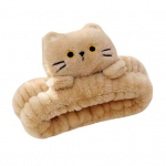 1/3 tk Cartoon Cat Decor peapaelad korallifliisist elastne meik N&auml;opesu juuksed khaki