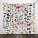 V&auml;rskuse lehe- ja lilleprindiga pimendavad kardinad, s&ouml;&ouml;gitoa r&otilde;du kodu kaunistamine, k&otilde;rge varjestus(70&ndash;90%)Kaunistage kardinaid 150x166cm&Grommet Top gray