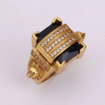 Sanjie 2024 meeste kullatud musta teemandiga l&otilde;vipeaga s&otilde;rmus - Bold Punk Jewelry 8