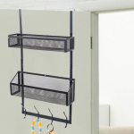 Back of Door Storage Organizer over The Rack Hanging for Closet Cabinet Black Single Tier