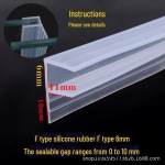 H-kujuline raamita klaasukse ja akna tihendusriba du&scaron;i, p&auml;ikeseruumi, r&otilde;du ja vannitoa jaoks F type, 6mm glass thickness