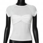 YYFS naistemood vabaaja suve kevade &uuml;hev&auml;rvilise tr&uuml;kiga l&uuml;hikeste varrukatega O-kaelusega pluusid ja s&auml;rgid S valge