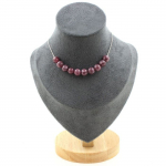 Pierres et Min&eacute;raux. Collier 10 perles L&eacute;pidolite 8 mm. Chaine en acier inoxydable Collier femmes, hommes. Taille personnalisable.