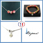 Pierres et Min&eacute;raux. Parure bijoux Bracelet Collier 3 Perles Tourmaline melon d'eau 8 mm. Taille personnalisable.