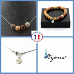Pierres et Min&eacute;raux. Parure bijoux Bracelet Collier 4 Perles Agate crazy lace 8 mm. Chaine Taille personnalisable.