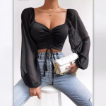 Naiste Blusas Suvine L&uuml;hike Ts&auml;rk Naiste Riided Pikkade varrukatega T-s&auml;rk Seksikas V-kaelusega naiste T-s&auml;rk Vabaaja n&ouml;&ouml;riga Crop Tops Tee XXXL