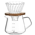 Klaasist kohviserviis tilguti kohvimasinale 300/600ml, Klaasist kohvimasin klaasist kohvitilguti/filtriga ja bambusest alusega