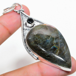 Labradorite, Spinel 925 Sterling Silver Jewelry Pendant 3.07 k2t10