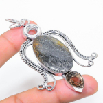 Golden Pyrite, Topaz 925 Sterling Silver Jewelry Pendant 3.27 f5s67