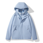 Naiste 3-&uuml;hes kapuutsiga veekindel mantel Talvine suusamatkarajad vihmamantel Softshell fliisvoodriga vihmamantel tuulejope 2XL sinine