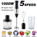 4-in-1 roostevabast terasest k&auml;simikser vispli, vispli, purustamiskausi ja keeduklaasiga h&otilde;lpsaks segamiseks, segamiseks ja purustamiseks Hand mixer