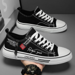 Vabaajajalatsid Meeste l&otilde;uendist kingad Meeste tossud Hingavad meeste spordijalatsid Must riidest kingad Trend Letter Meeste kingad madala l&otilde;ikega tossud 39 must