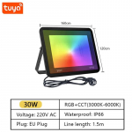RGB prožektor nutika rakendusega h&auml;&auml;ljuhtimisega RGBCW CCT 3000-6500K 30W 50W 100W 220V AC aiapidu v&auml;lisvalgustuseks Tuyaga 220V 30W
