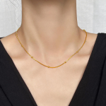 18K kullast karpketiga kaelakee klipshelmestega - tuhmumatu, l&uuml;hike, lihtne ja mitmek&uuml;lgne kingitus naistele Lobster Clasp Box Chain Bead Necklace - Gold