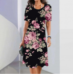 Elegantsed kleidid naistele Suvine naiste l&uuml;hikeste varrukatega kleit 3d Bosnia tr&uuml;kitud seelikud Mood lahtised riided Pullover M