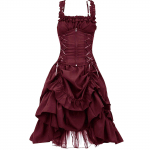 Pingutusn&ouml;&ouml;riga v&ouml;&ouml;koht Slim Lolita Cosplay Gooti Ballikleidid Kleidid Ebakorrap&auml;rased Rihmadega Pitskleidid XL veinipunane v&auml;rv
